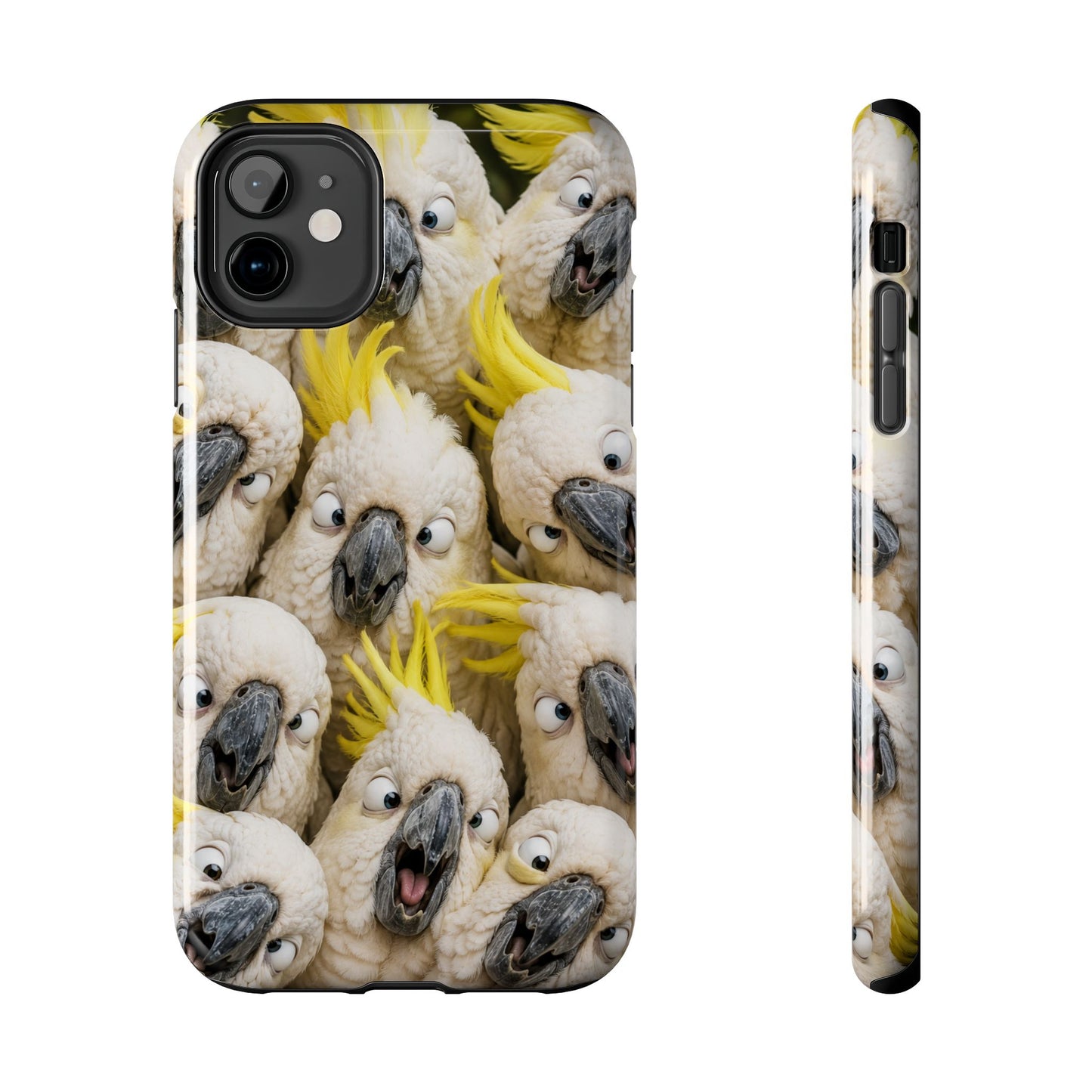 Cockatoo Collage Tough Phone Case — Funny Yellow Crested Bird Protective Phone Cover
