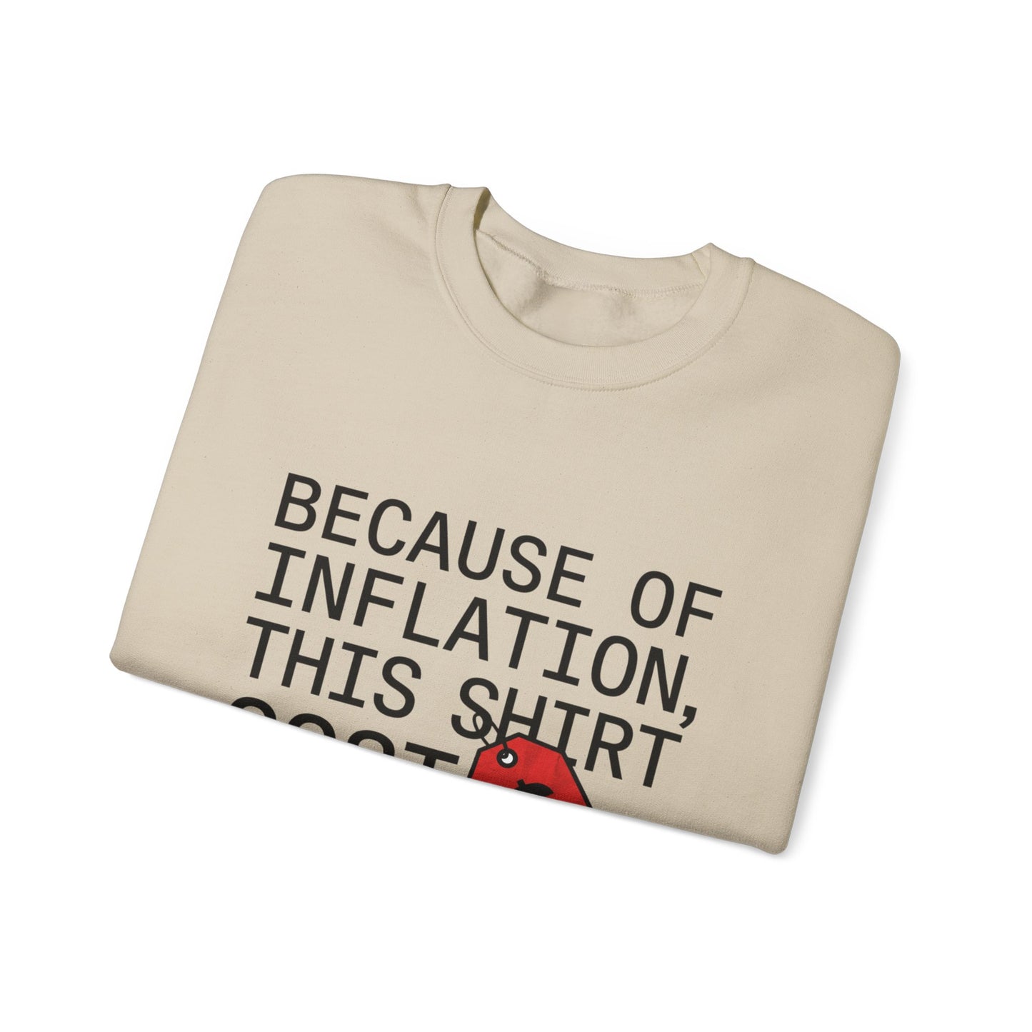 Ironic Money-Tag Text Sweatshirt | meme flex, streetwear satire