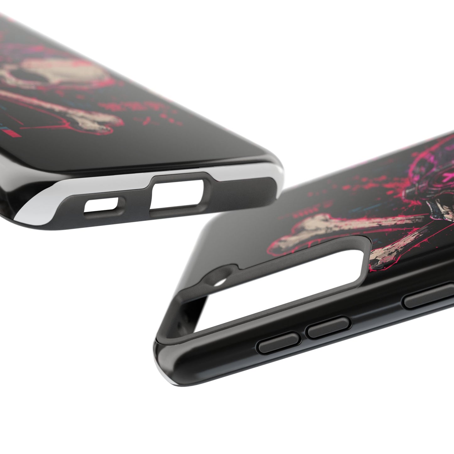 Skull & Crossbones Tough Phone Case — Neon Cyberpunk Skull Design