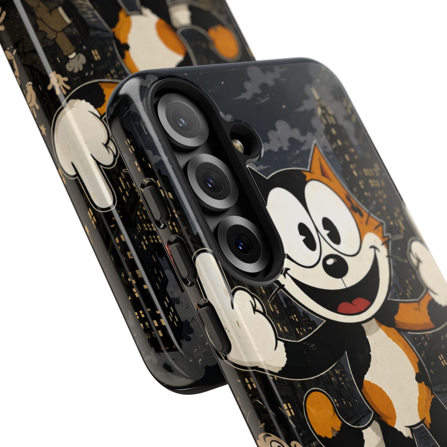 Vintage Cartoon Cat Phone Case — Edgy Felix-Style Illustration