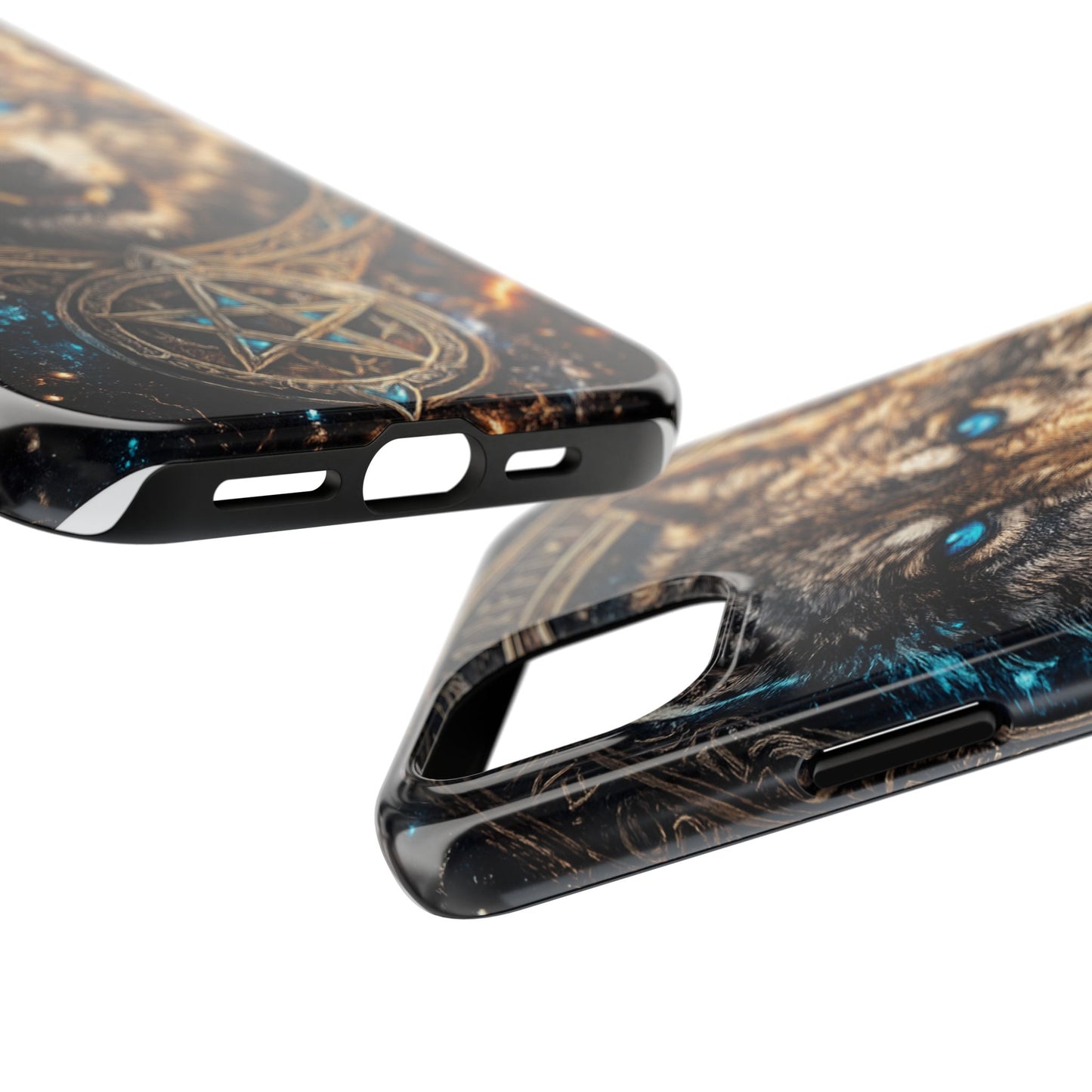 Wolf Pentagram Phone Case - Rugged Mystic Phone Cover with Glowing Blue Eyes