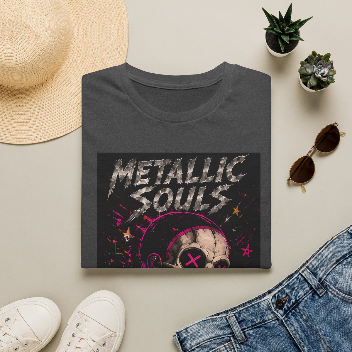 Metallic Souls Skull T‑Shirt — Retro Grunge Rock Tee
