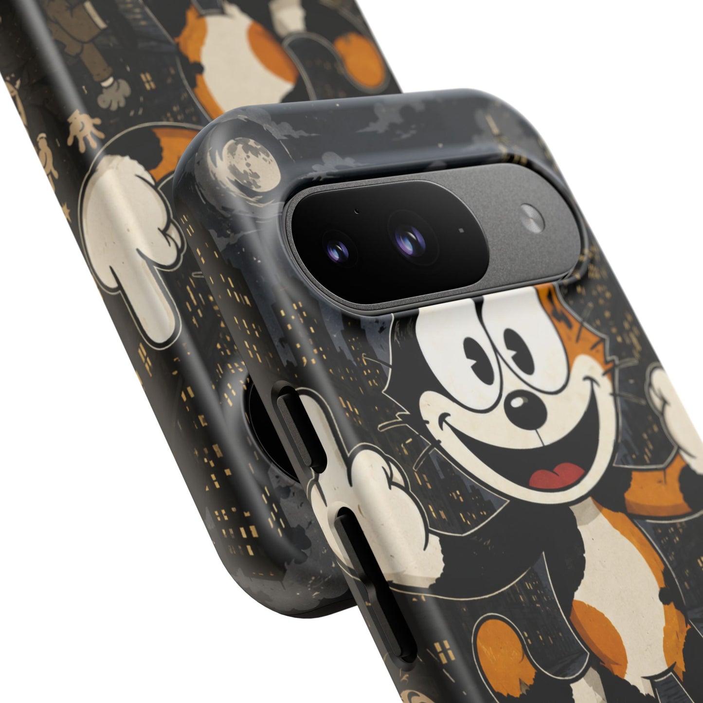 Vintage Cartoon Cat Phone Case — Edgy Felix-Style Illustration