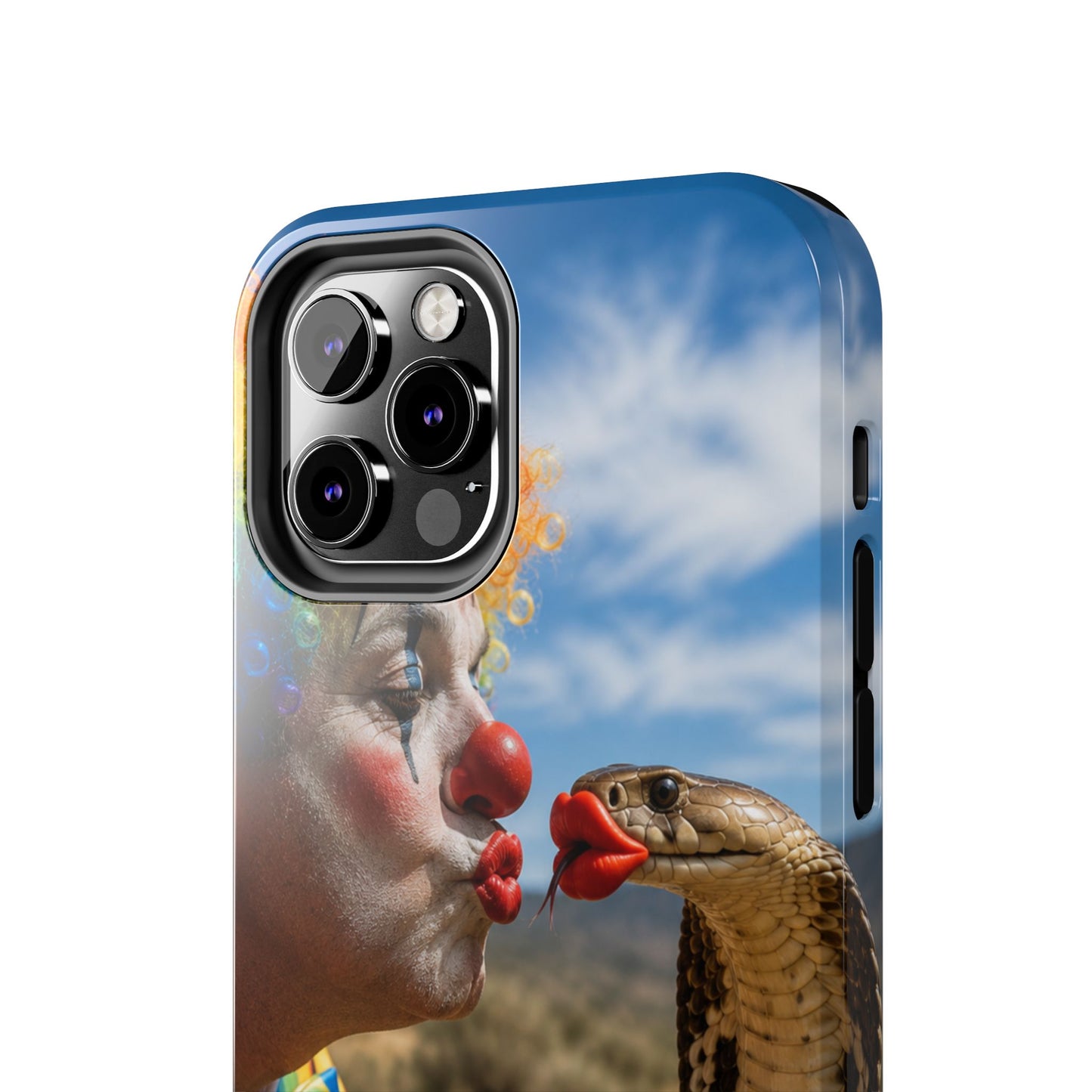 Clown & Cobra Tough Phone Case — Funny Kiss Design, Shockproof Protective Cover