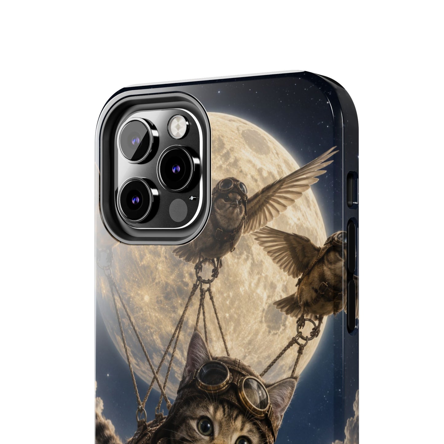 Cat Pilot Phone Case — Adventure Kitty Moonlit Flight Tough Protection