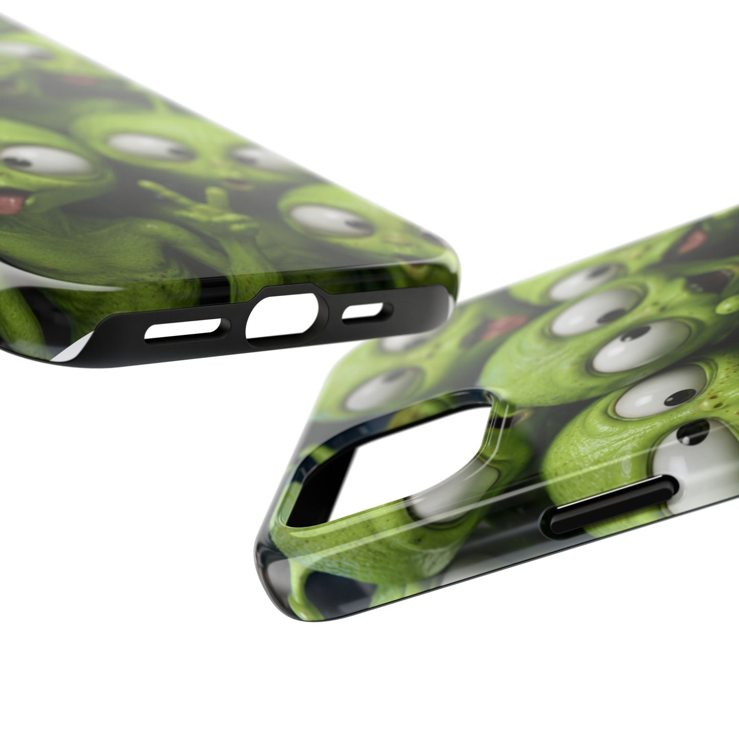 Alien Selfie Tough Phone Case — Cute Green Cartoon Aliens Protective Cover