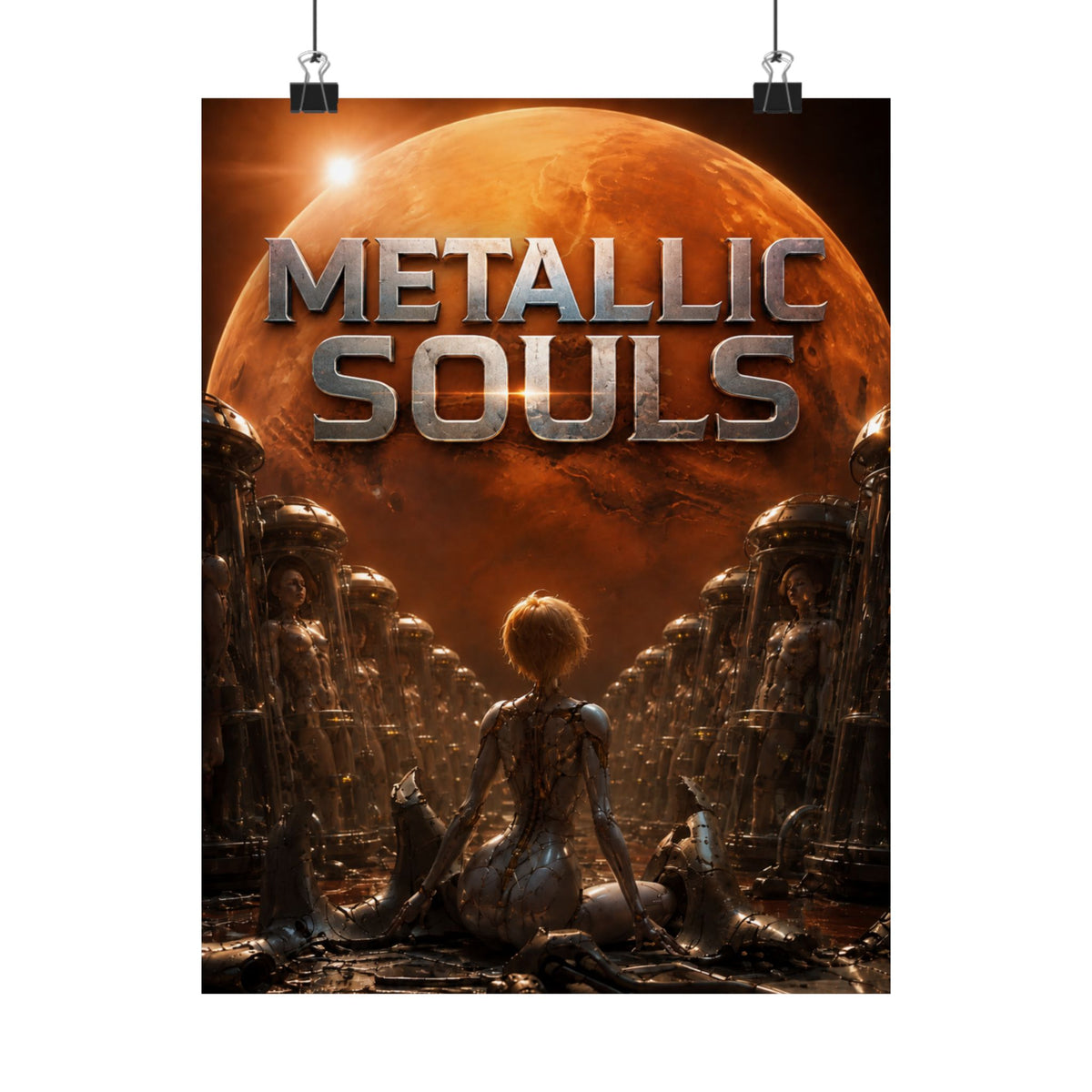 Metallic Souls Matte Poster — Sci‑Fi Planet Artwork