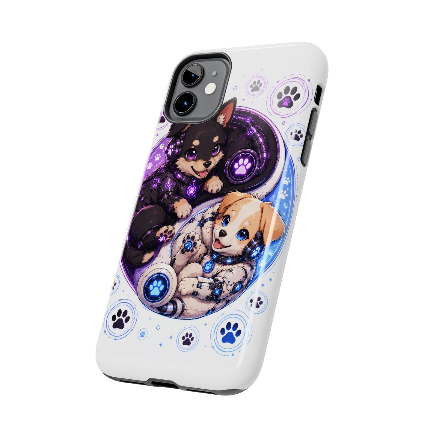 Yin Yang Puppy Tough Phone Case — Cute Paw Print Dog Protector