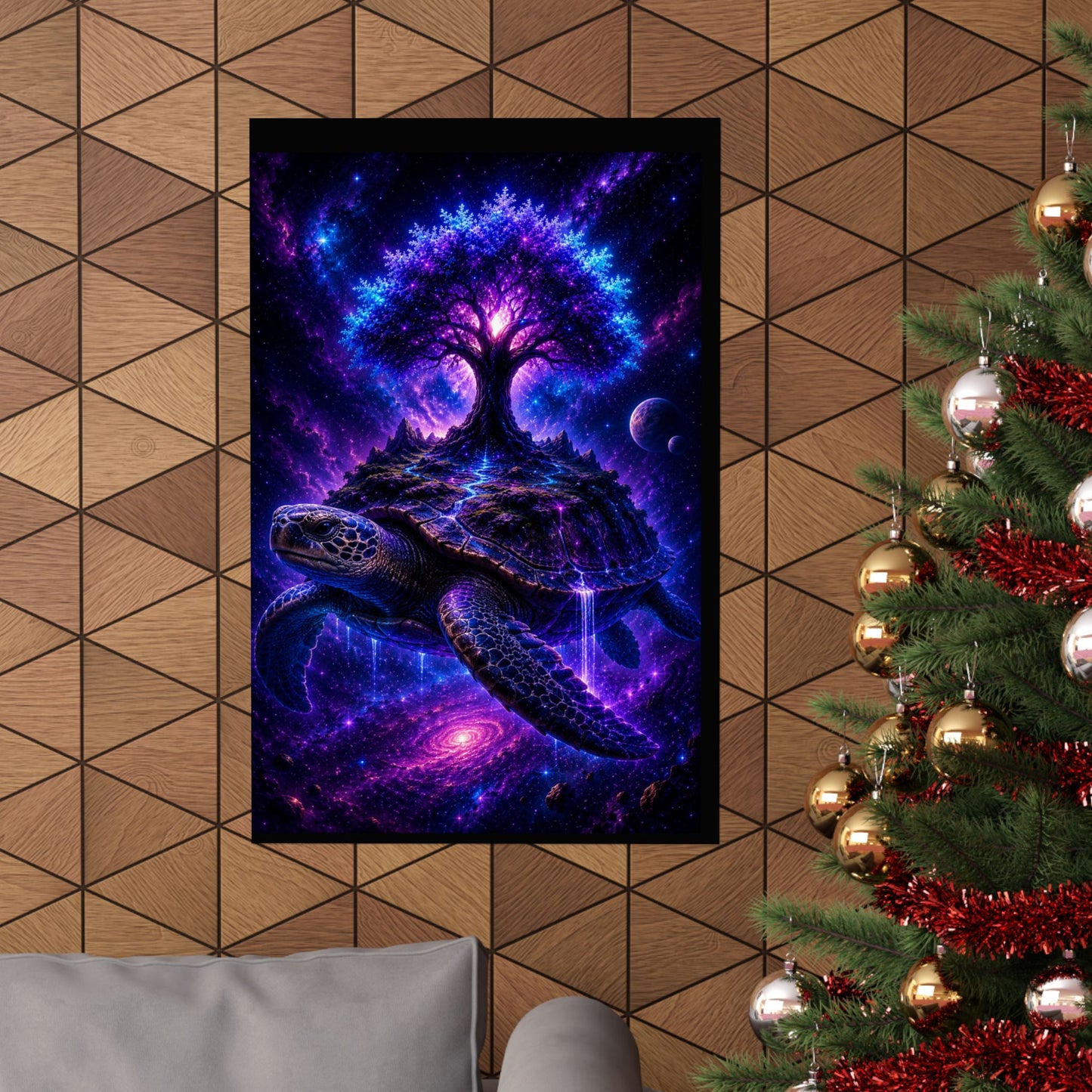 Cosmic Turtle Poster — Mystic Tree on Turtle Shell Matte Vertical Wall Art