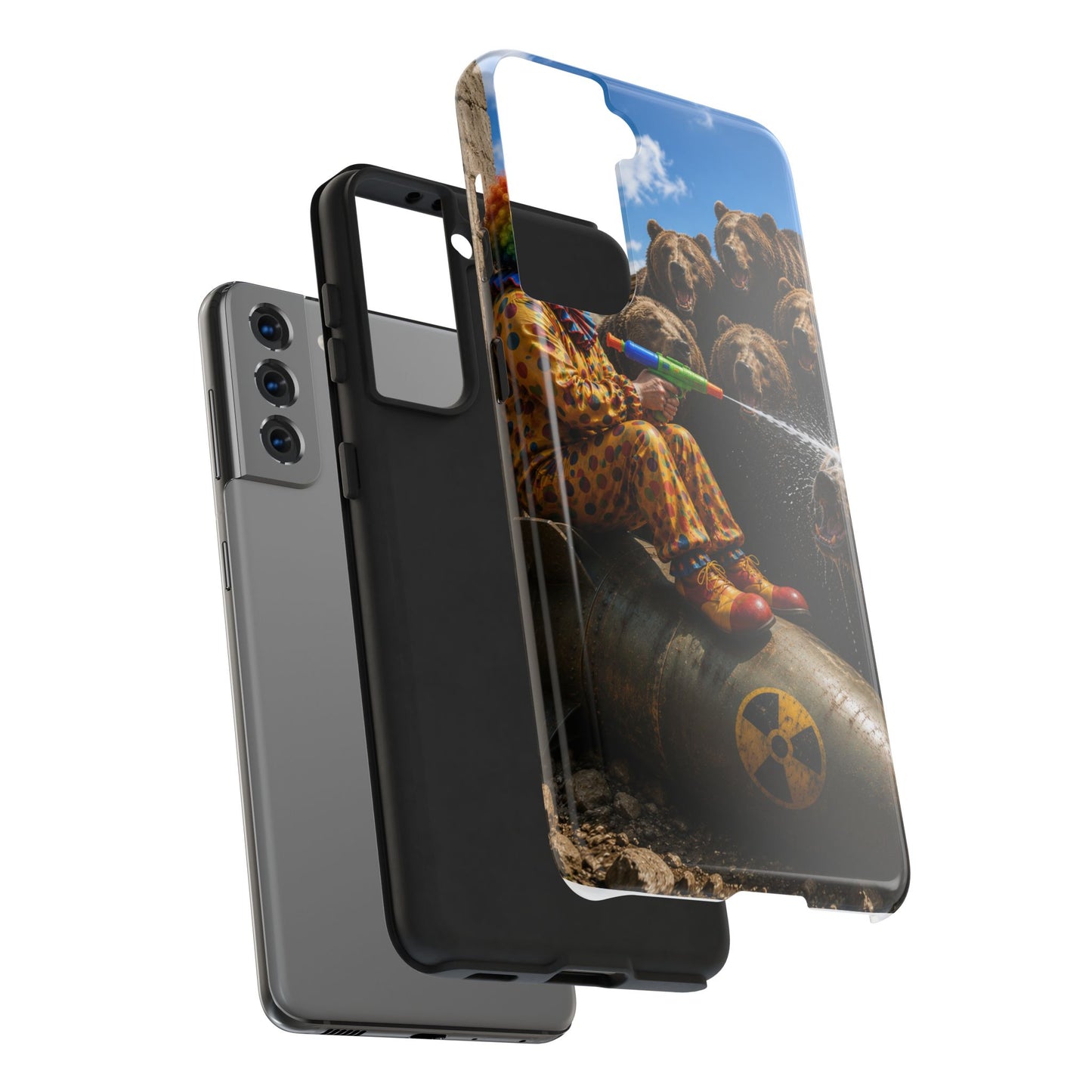 Tough Phone Case — Surreal Clown vs. Bears Protective Phone Cover