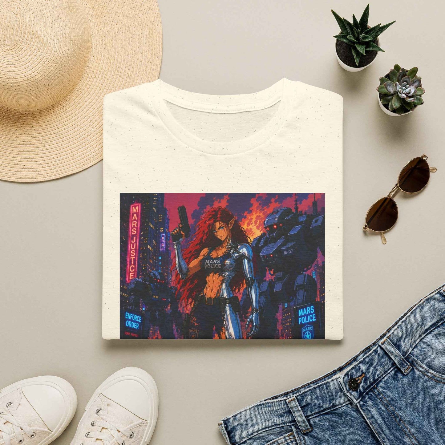Cyberpunk Warrior T‑Shirt — 'Metallic Soul' Futuristic Anime Graphic