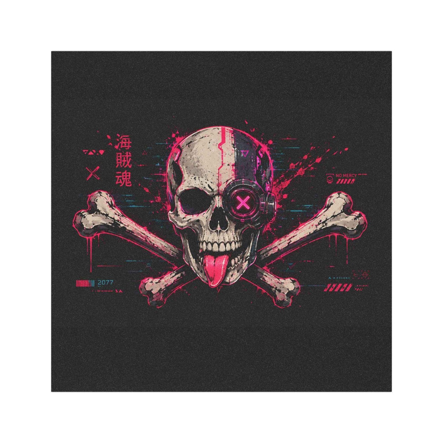 Skull Crossbones Car Magnet — Neon Cyberpunk Pirate Graphic