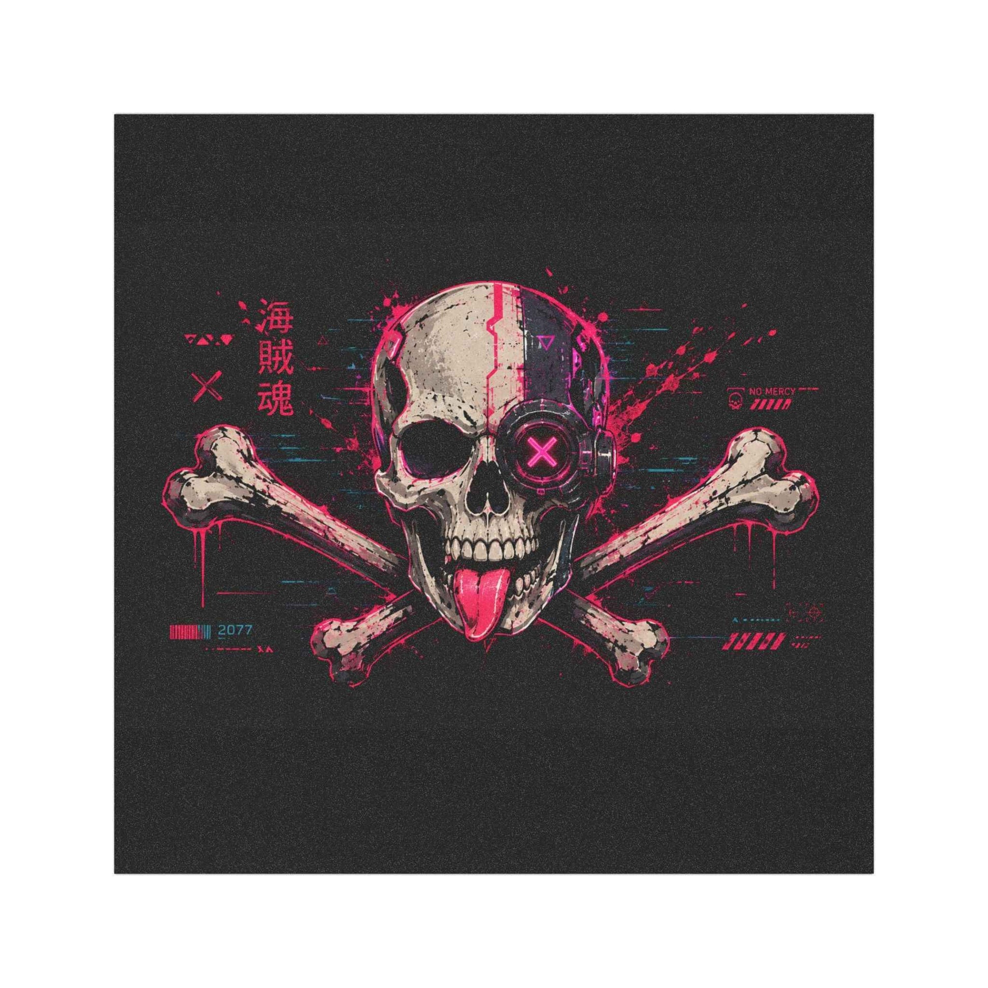 Skull Crossbones Car Magnet — Neon Cyberpunk Pirate Graphic
