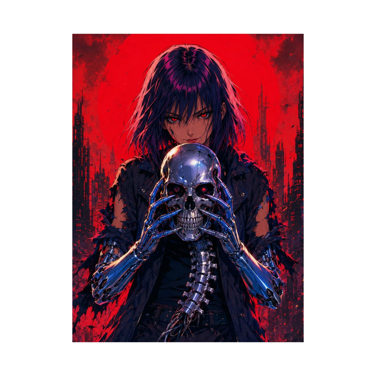 Metallic Souls Skull Poster — Gothic Anime Matte Vertical Wall Art