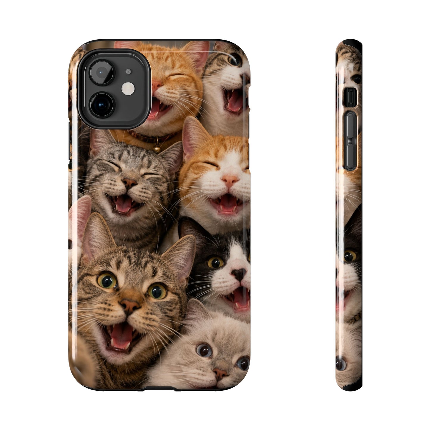 Tough Smiling Cats Collage Phone Case – Cute Cat Faces for iPhone