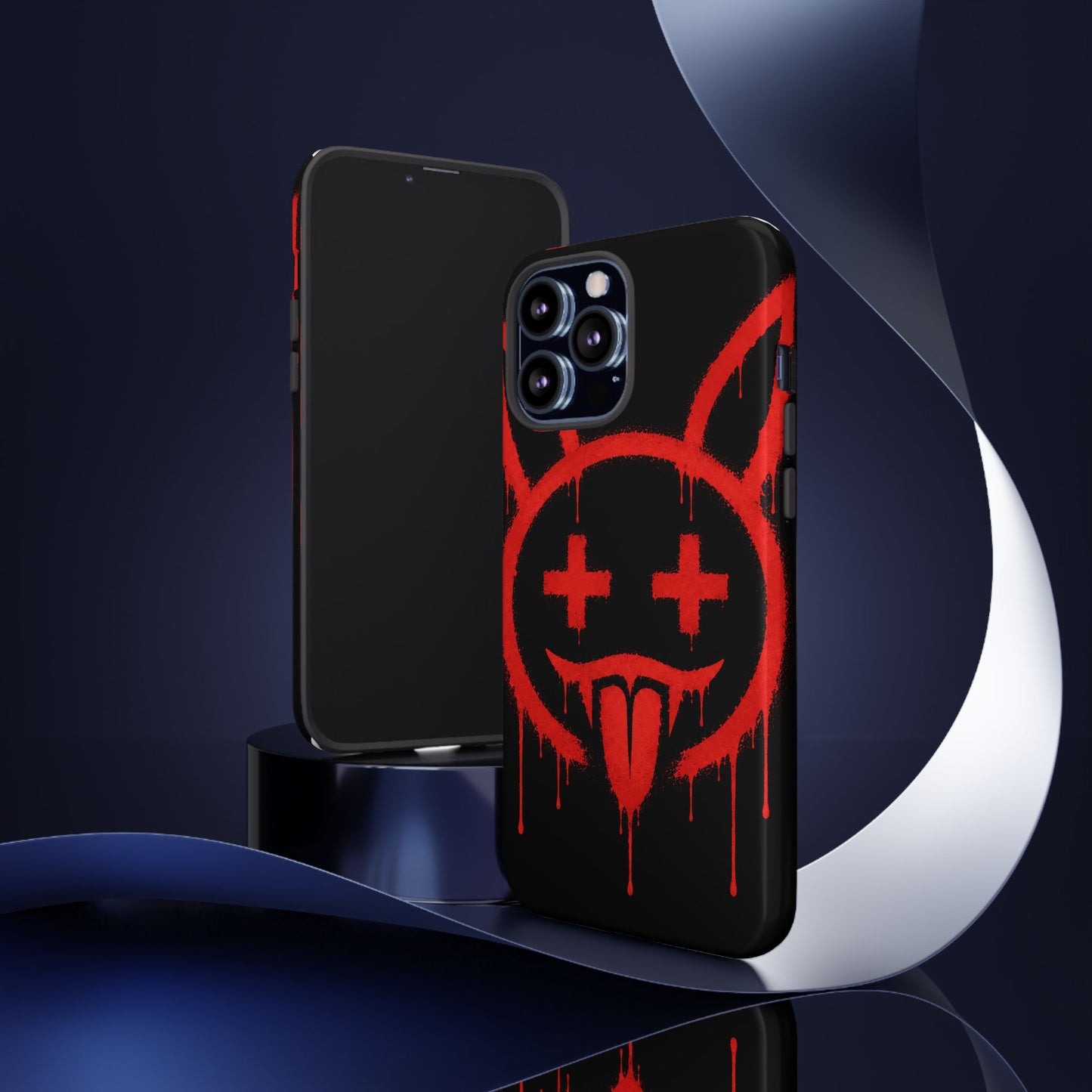 Phone Case - Metallic Souls Red Drip Smiley Graffiti Design