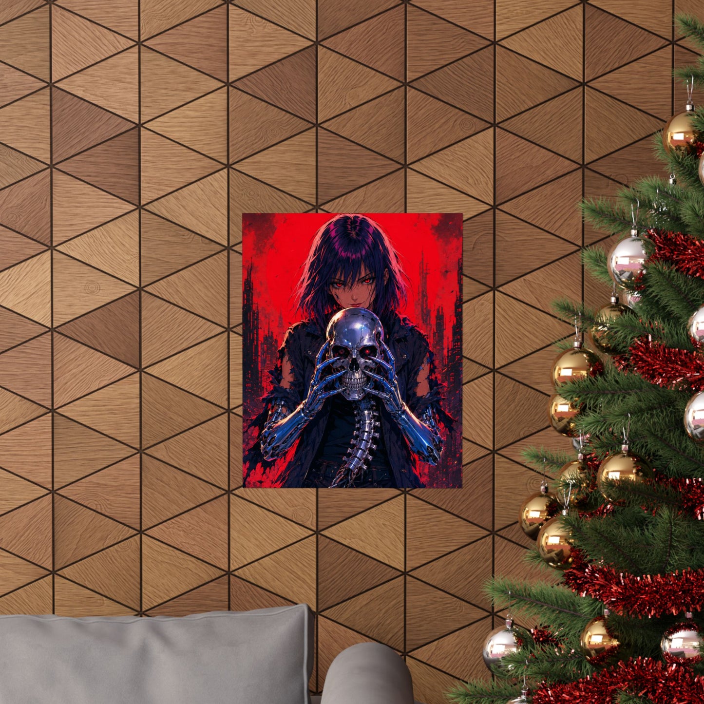 Metallic Souls Skull Poster — Gothic Anime Matte Vertical Wall Art