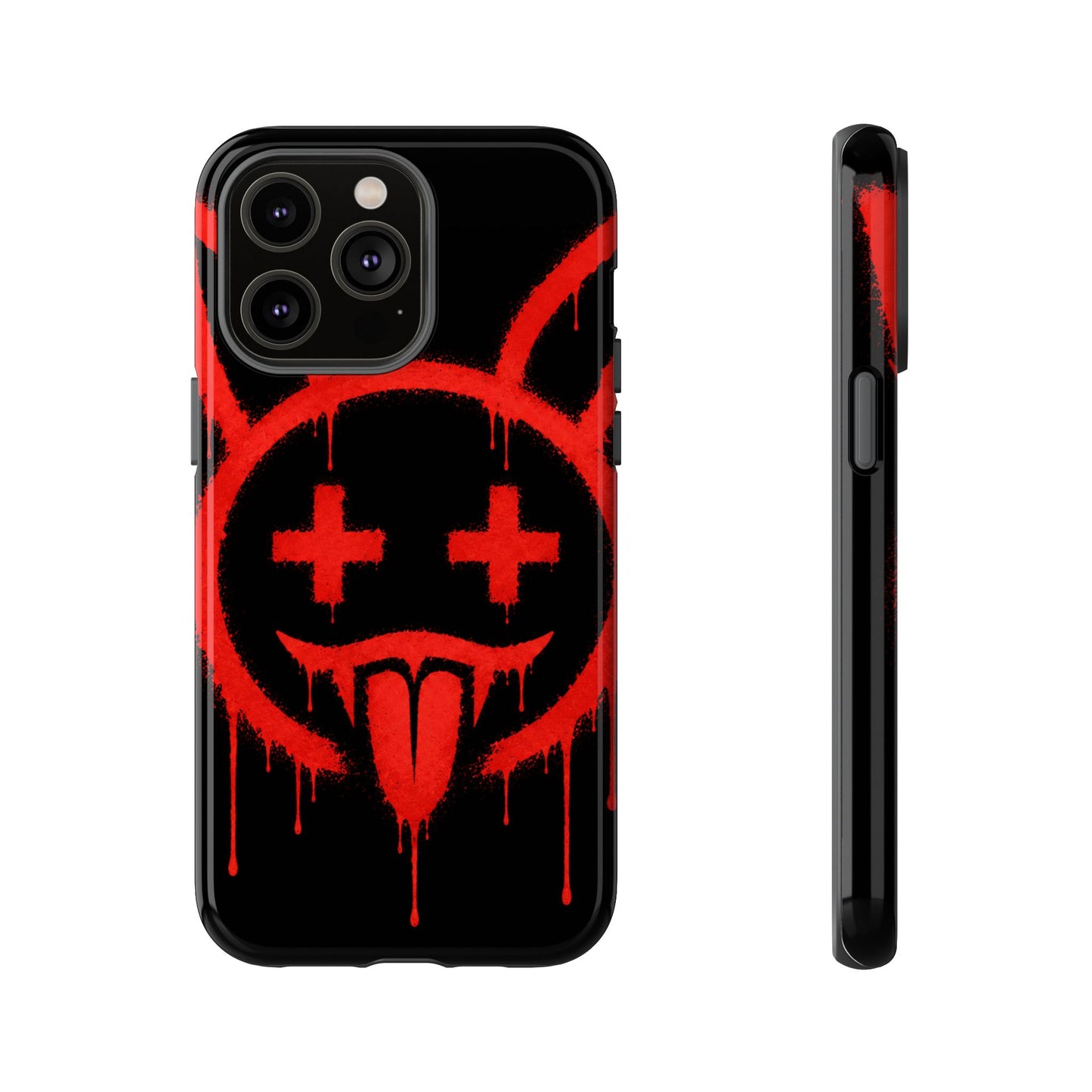 Phone Case - Metallic Souls Red Drip Smiley Graffiti Design