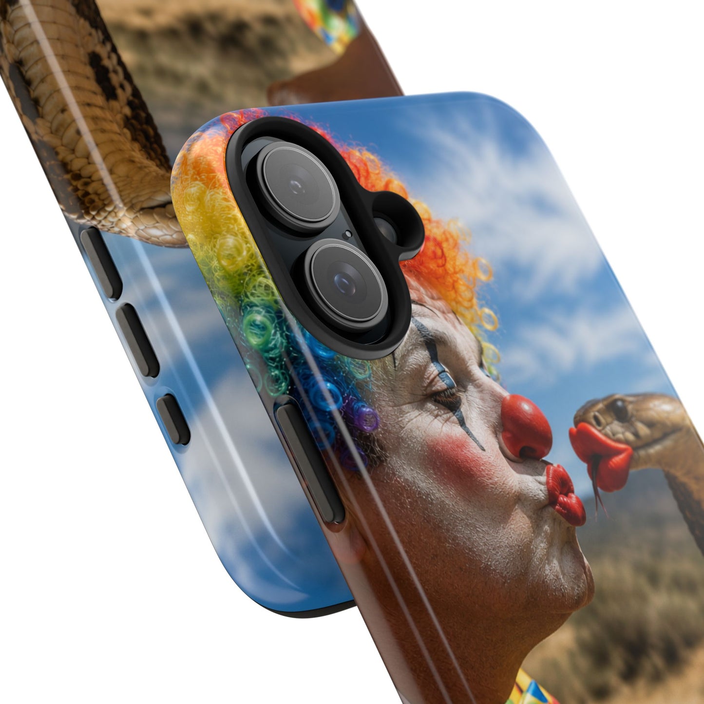 Clown & Cobra Tough Phone Case — Funny Kiss Design, Shockproof Protective Cover