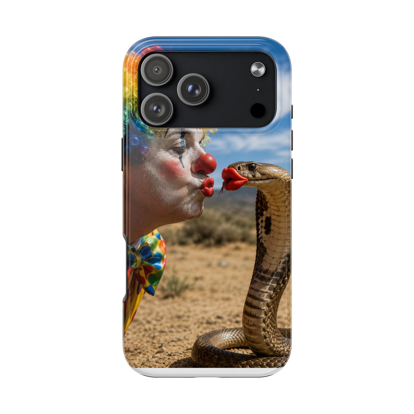 Clown & Cobra Tough Phone Case — Funny Kiss Design, Shockproof Protective Cover