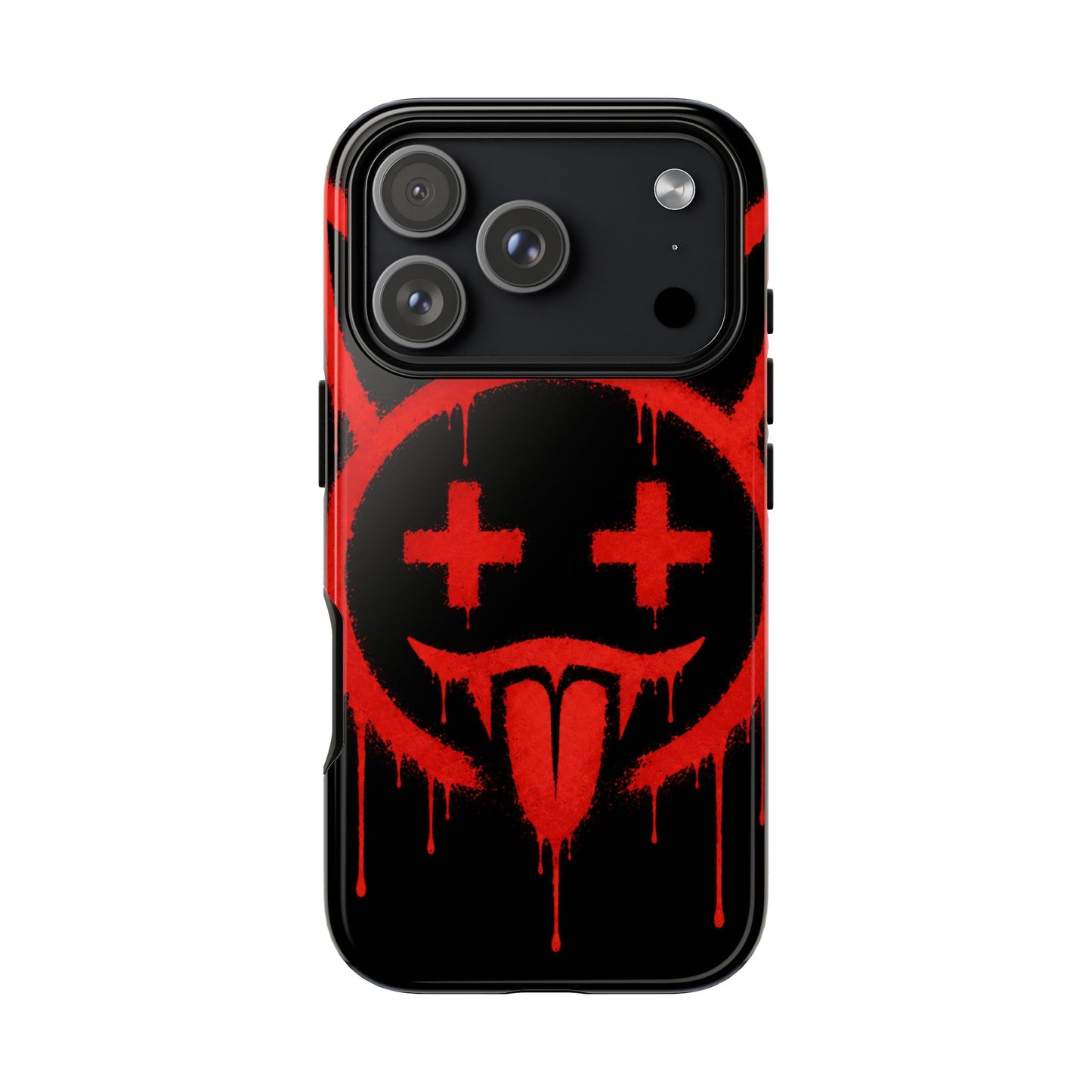 Phone Case - Metallic Souls Red Drip Smiley Graffiti Design