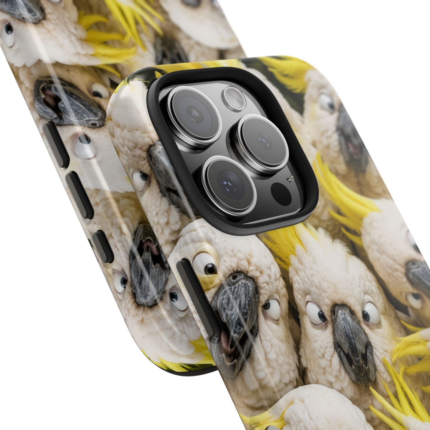 Cockatoo Collage Tough Phone Case — Funny Yellow Crested Bird Protective Phone Cover