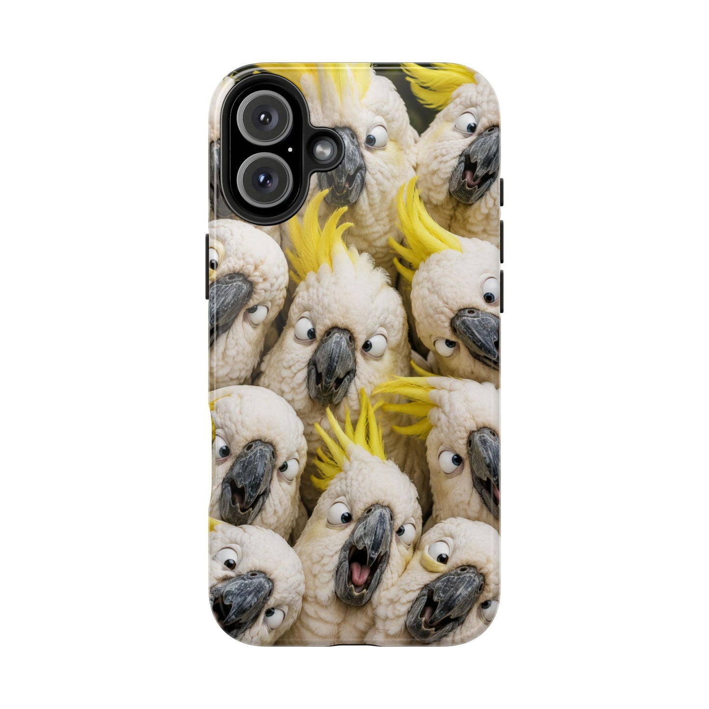 Cockatoo Collage Tough Phone Case — Funny Yellow Crested Bird Protective Phone Cover