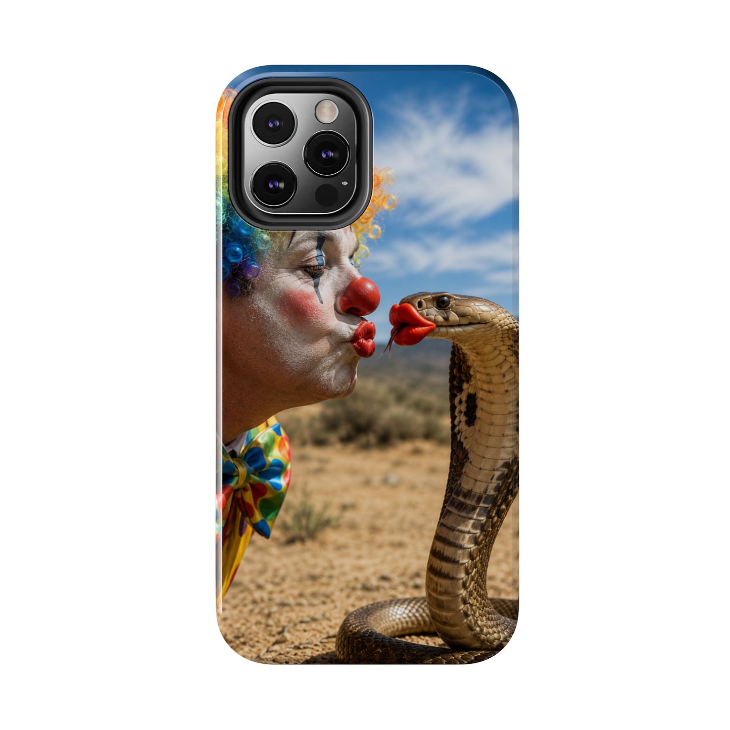 Clown & Cobra Tough Phone Case — Funny Kiss Design, Shockproof Protective Cover