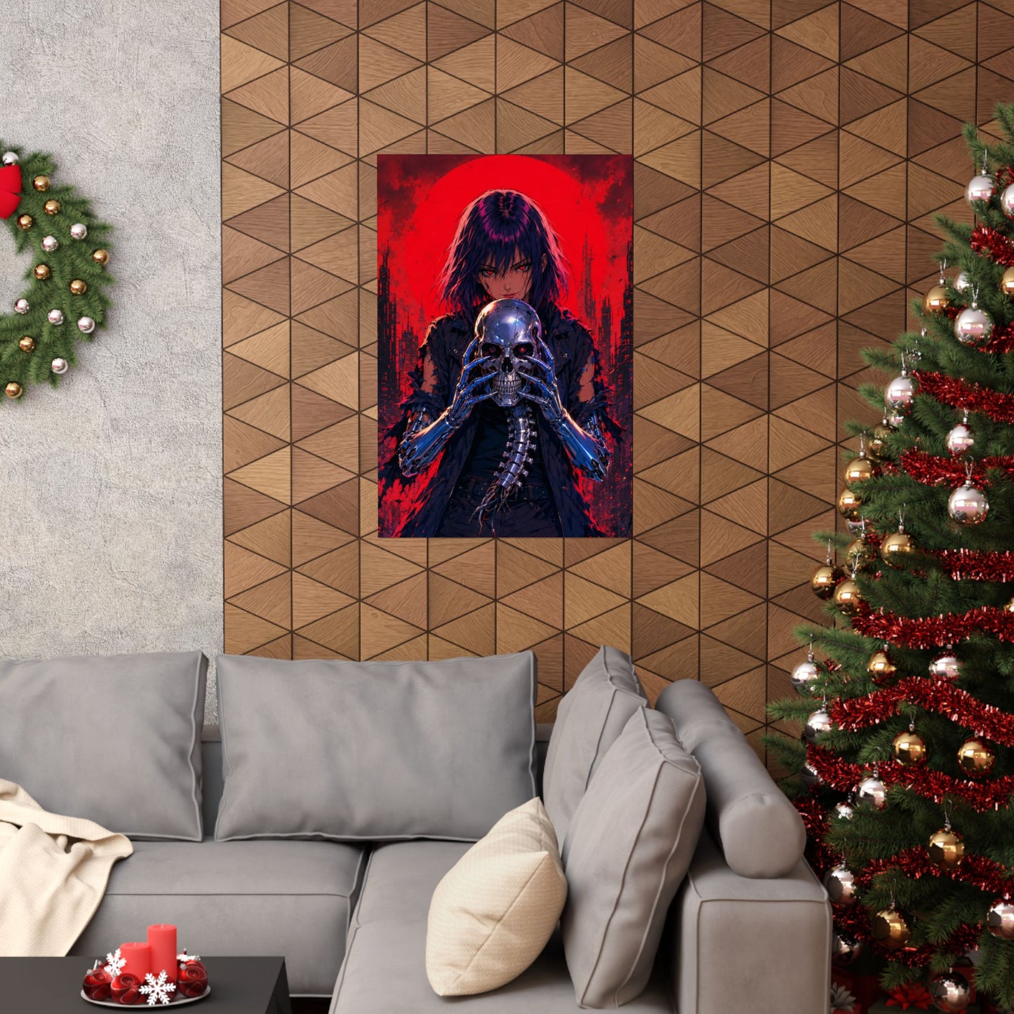 Metallic Souls Skull Poster — Gothic Anime Matte Vertical Wall Art