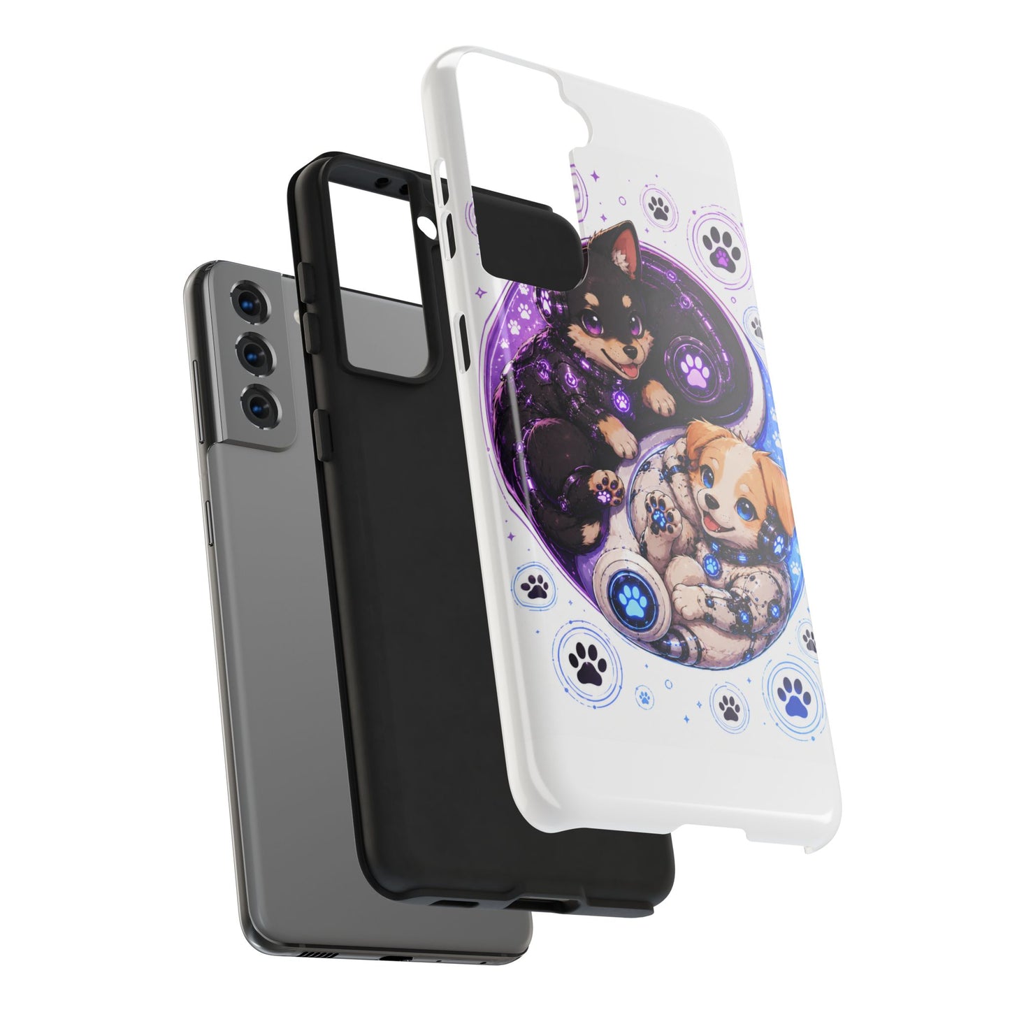Yin Yang Puppy Tough Phone Case — Cute Paw Print Dog Protector