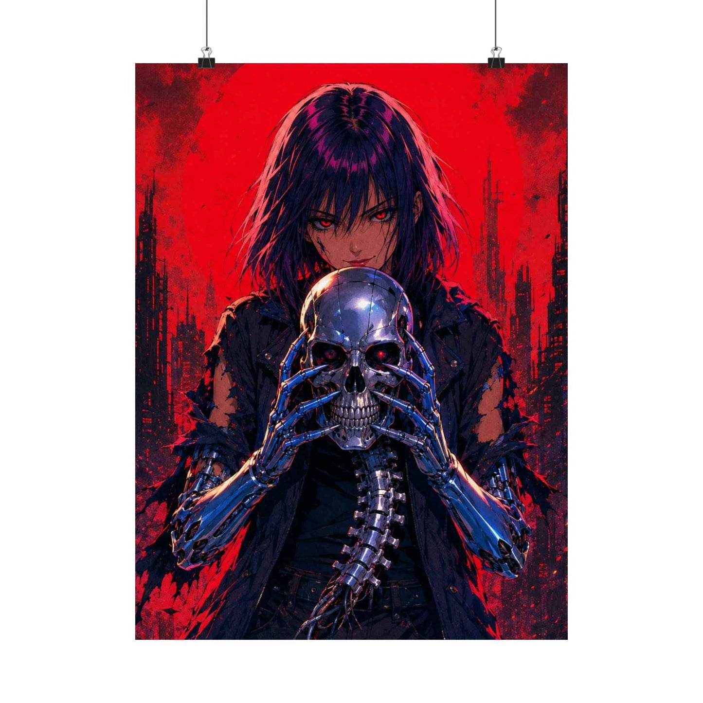 Metallic Souls Skull Poster — Gothic Anime Matte Vertical Wall Art