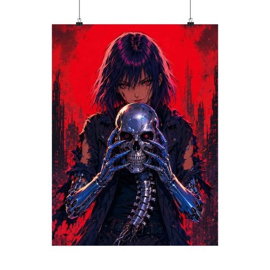 Metallic Souls Skull Poster — Gothic Anime Matte Vertical Wall Art