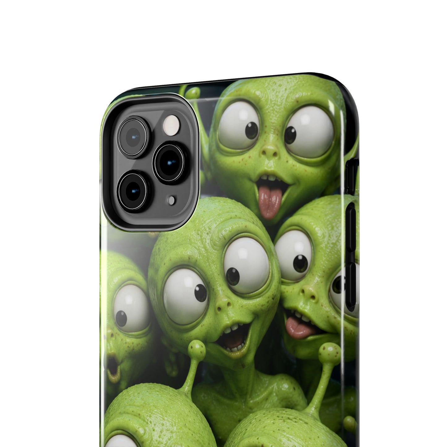 Alien Selfie Tough Phone Case — Cute Green Cartoon Aliens Protective Cover