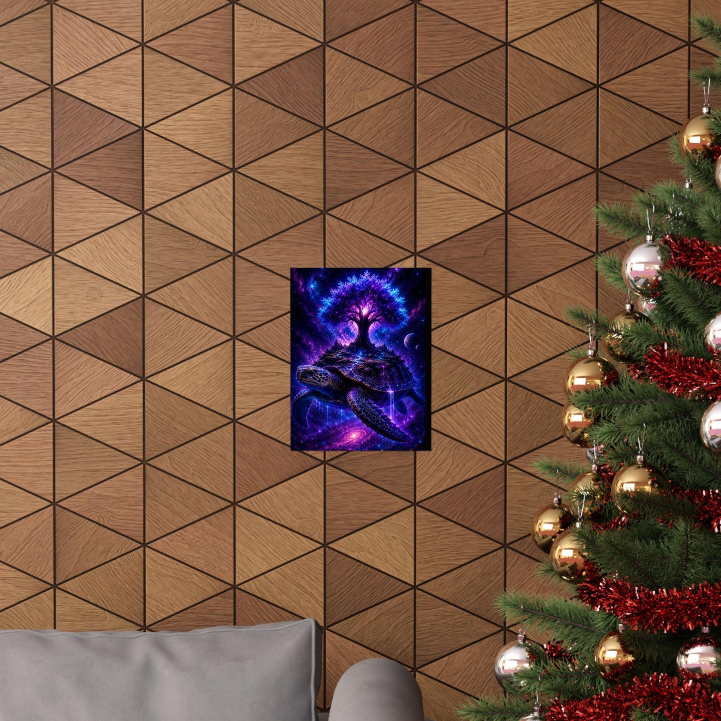 Cosmic Turtle Poster — Mystic Tree on Turtle Shell Matte Vertical Wall Art