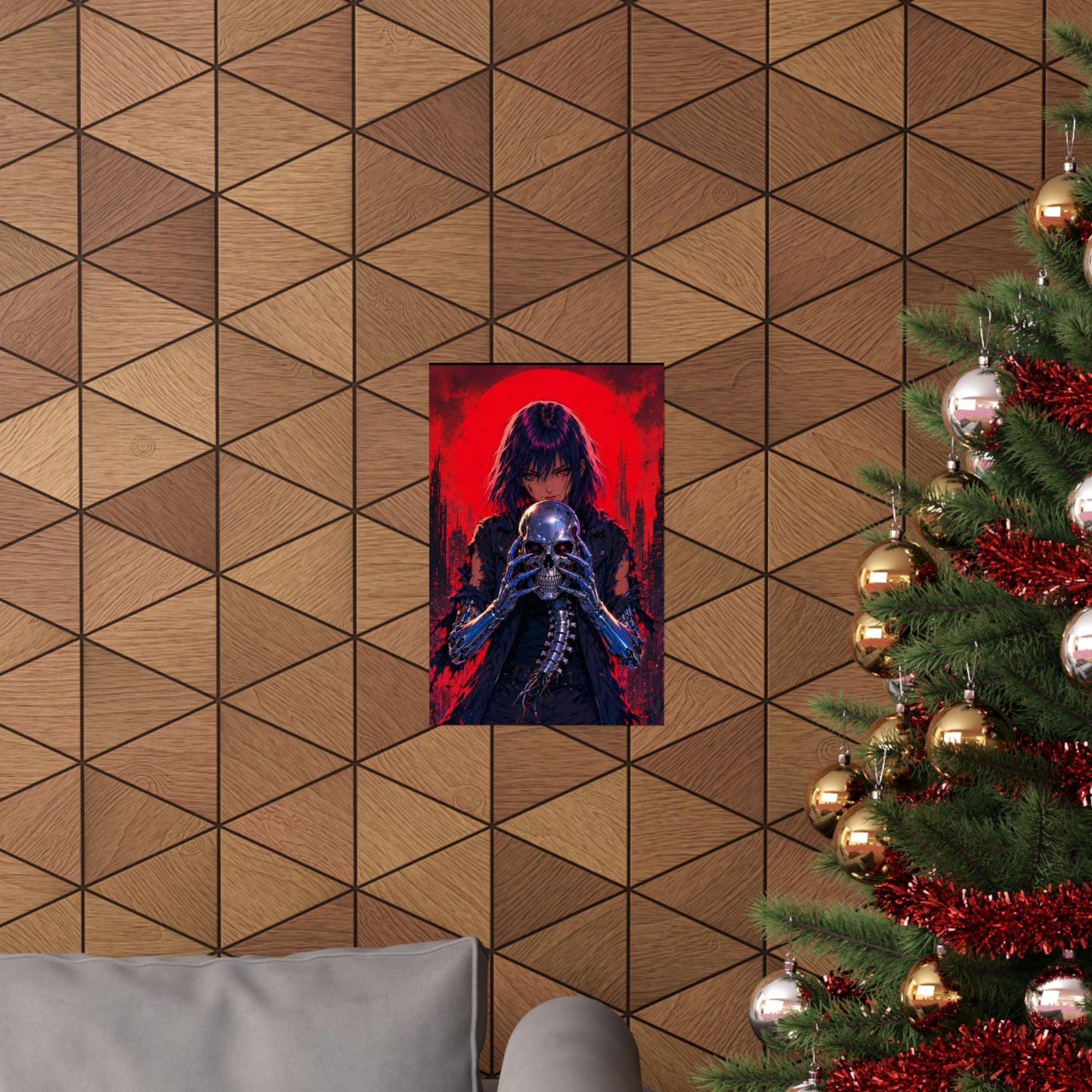 Metallic Souls Skull Poster — Gothic Anime Matte Vertical Wall Art