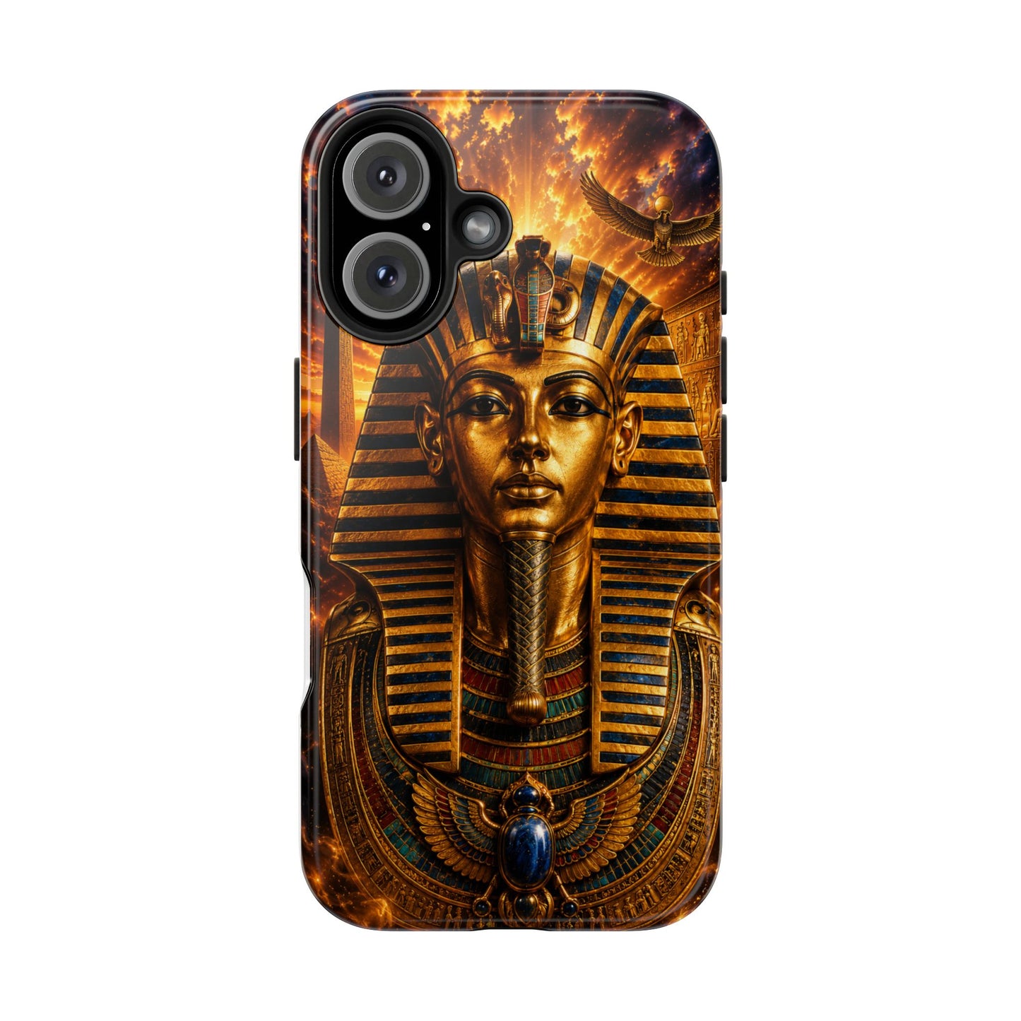 Egyptian Pharaoh Tough Phone Case — Protective Golden Tutankhamun Design