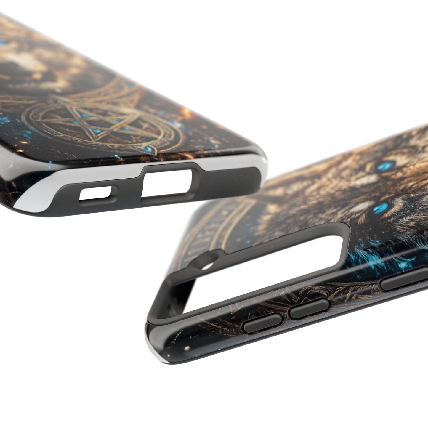 Wolf Pentagram Phone Case - Rugged Mystic Phone Cover with Glowing Blue Eyes