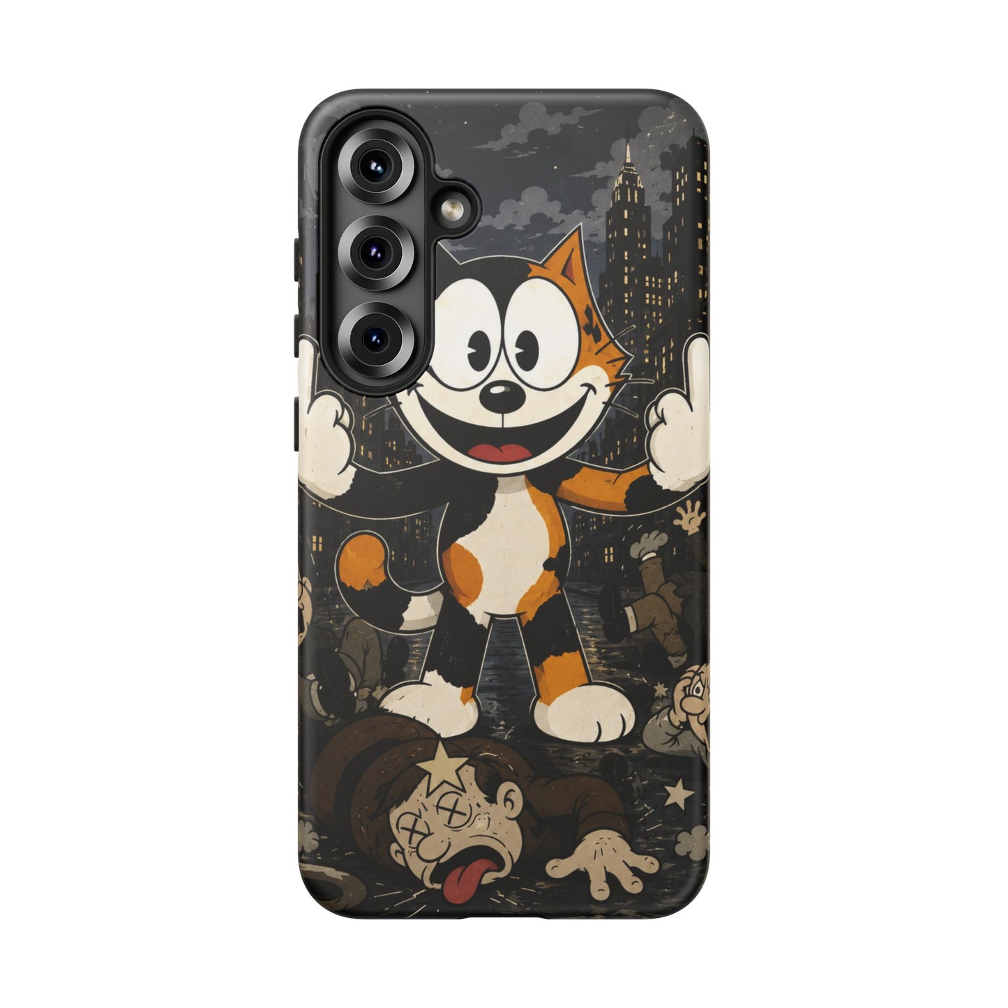 Vintage Cartoon Cat Phone Case — Edgy Felix-Style Illustration