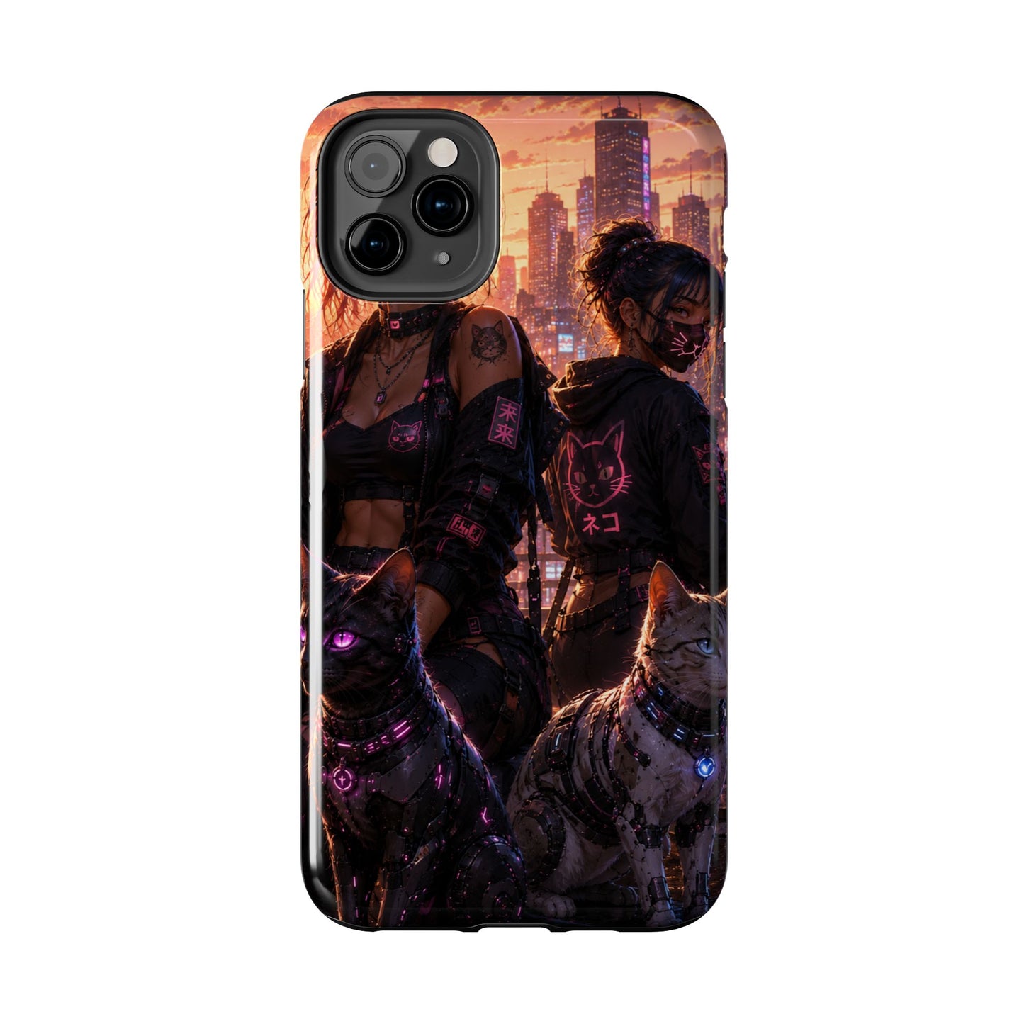 Cyberpunk Pack: Tough Phone Case with Neon Panther & City Sunset