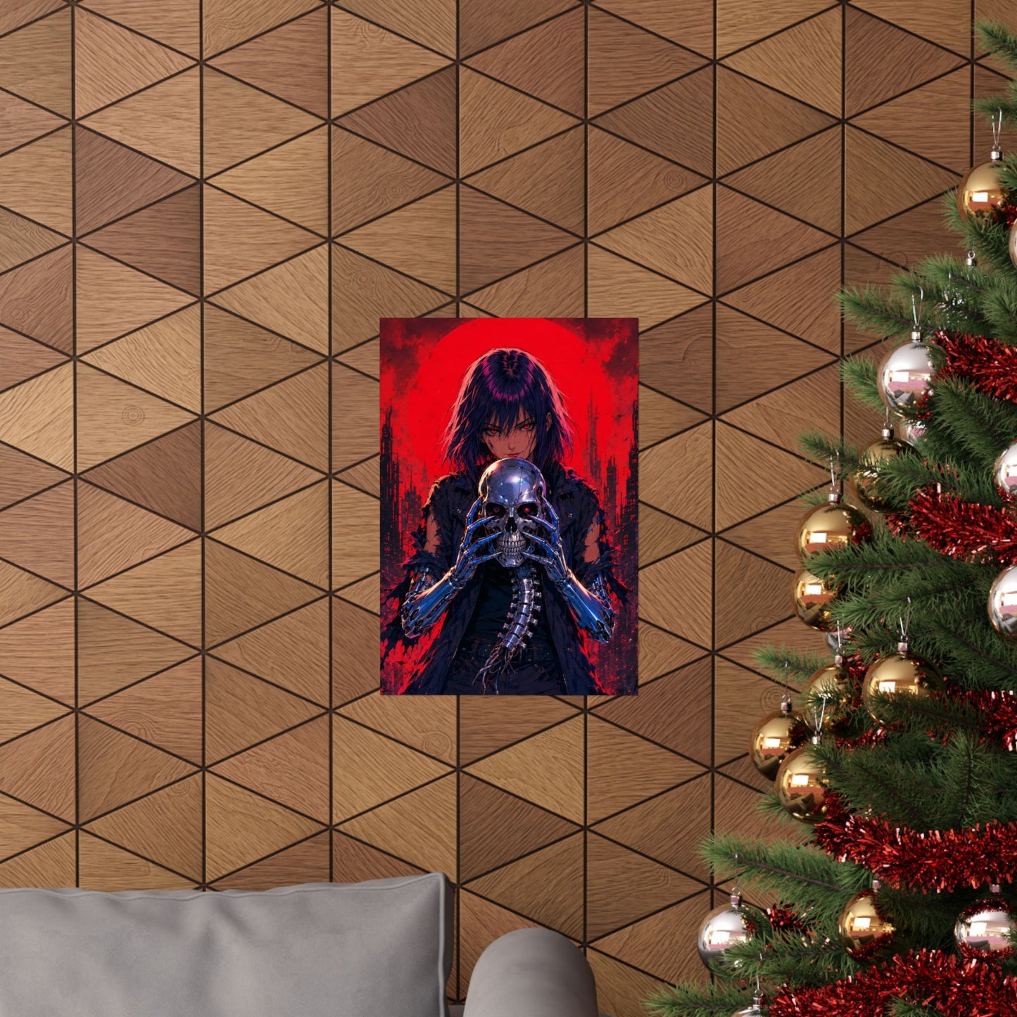 Metallic Souls Skull Poster — Gothic Anime Matte Vertical Wall Art