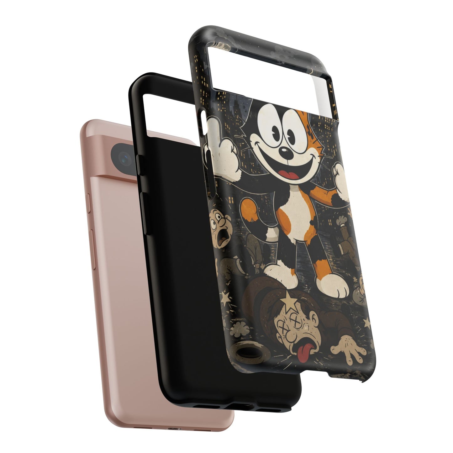 Vintage Cartoon Cat Phone Case — Edgy Felix-Style Illustration