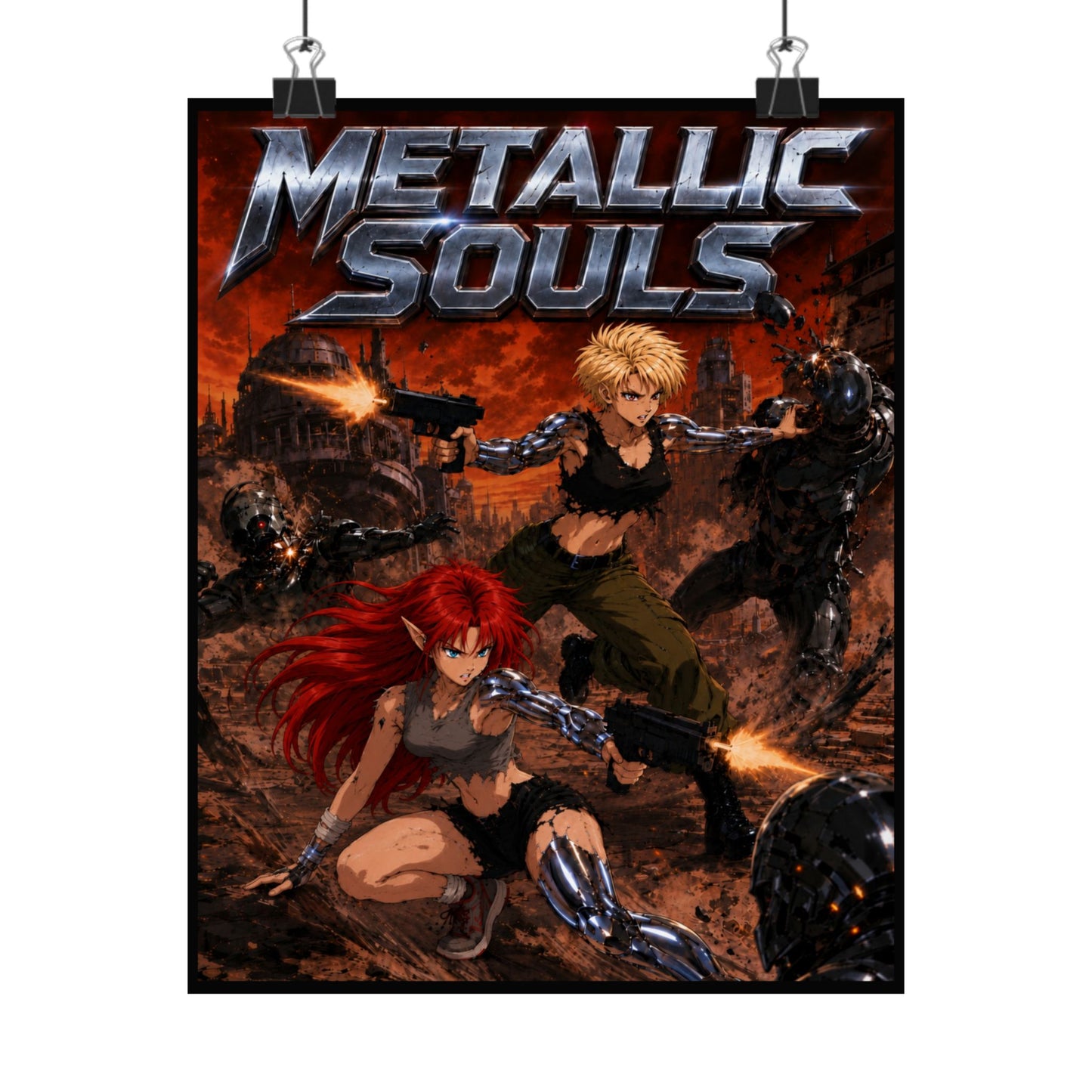 Metallic Souls Poster — Anime Sci‑Fi Action Matte Vertical Print