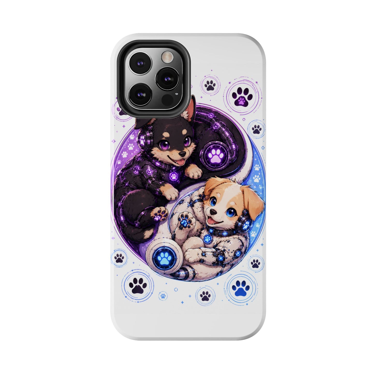 Yin Yang Puppy Tough Phone Case — Cute Paw Print Dog Protector