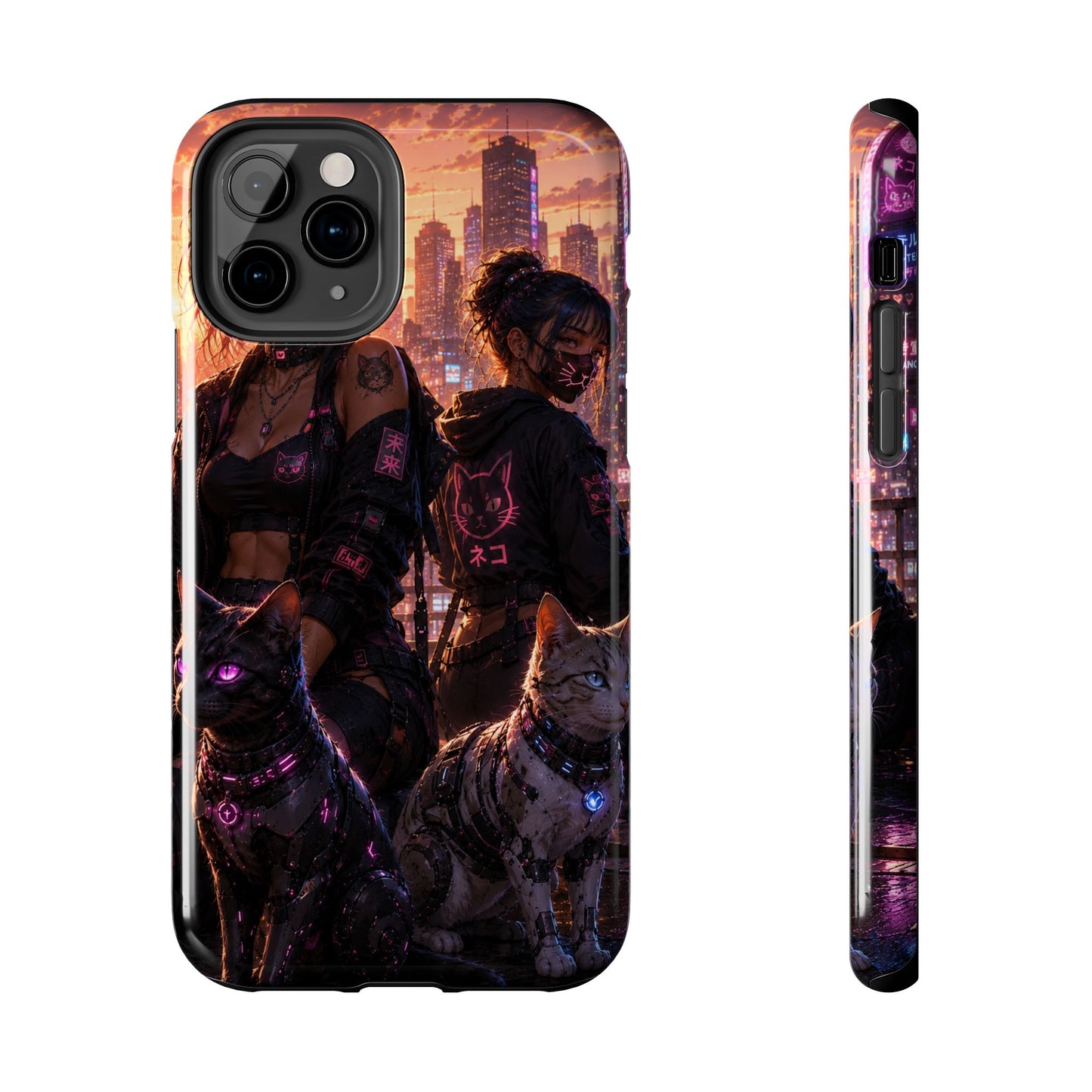 Cyberpunk Pack: Tough Phone Case with Neon Panther & City Sunset