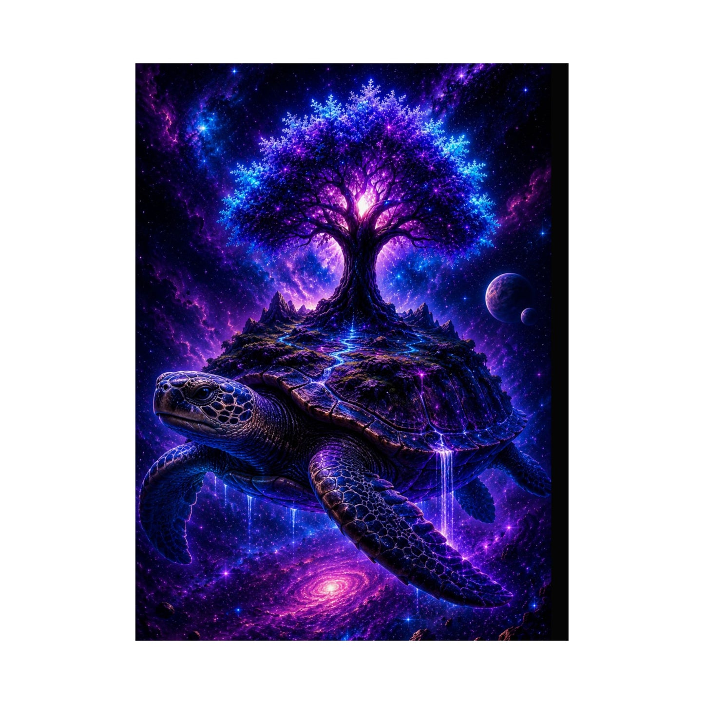 Cosmic Turtle Poster — Mystic Tree on Turtle Shell Matte Vertical Wall Art