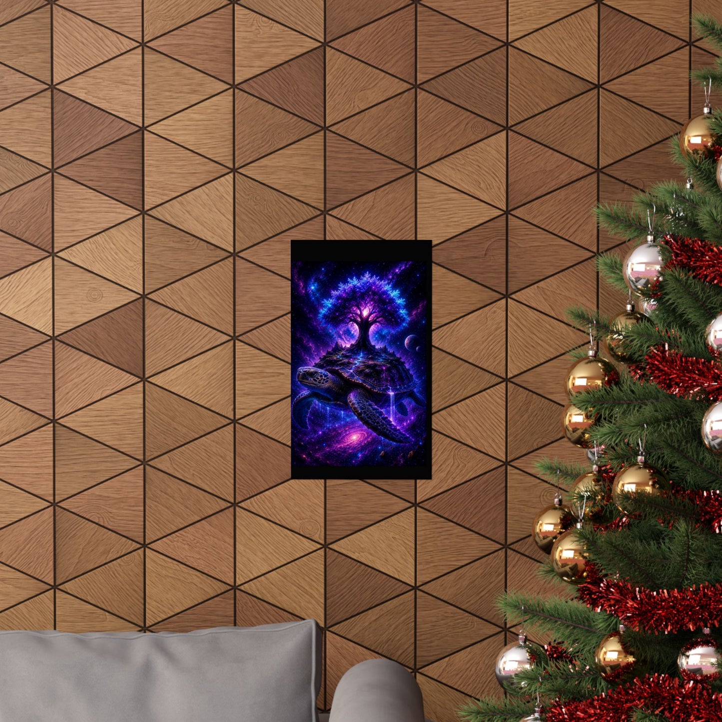 Cosmic Turtle Poster — Mystic Tree on Turtle Shell Matte Vertical Wall Art