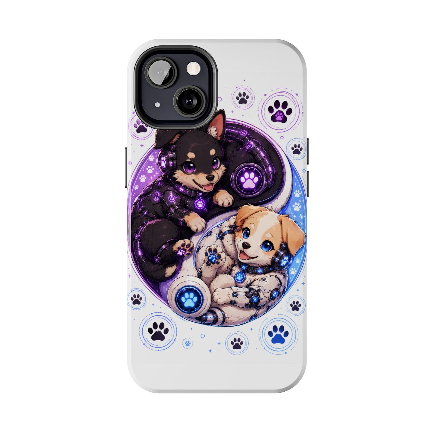 Yin Yang Puppy Tough Phone Case — Cute Paw Print Dog Protector