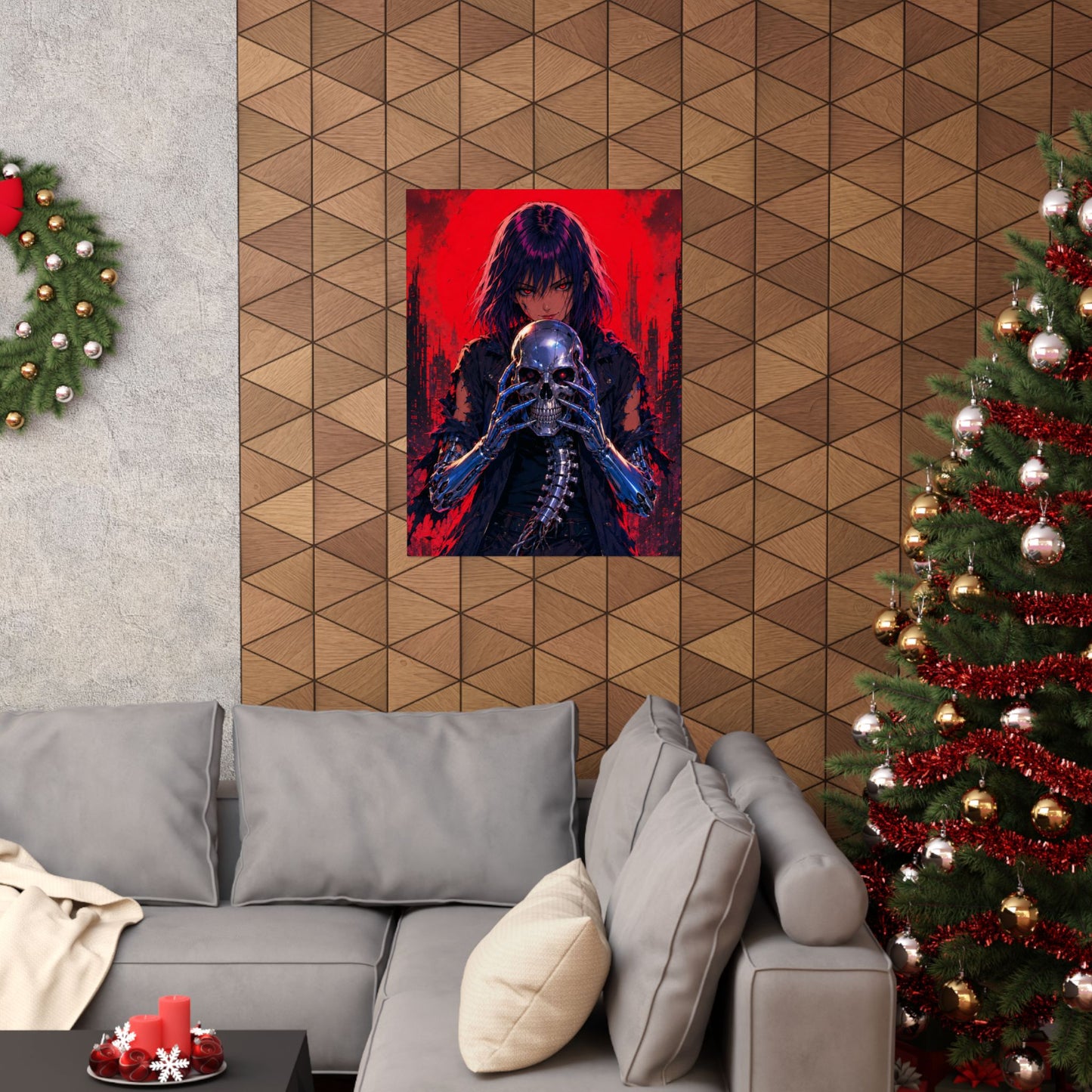 Metallic Souls Skull Poster — Gothic Anime Matte Vertical Wall Art