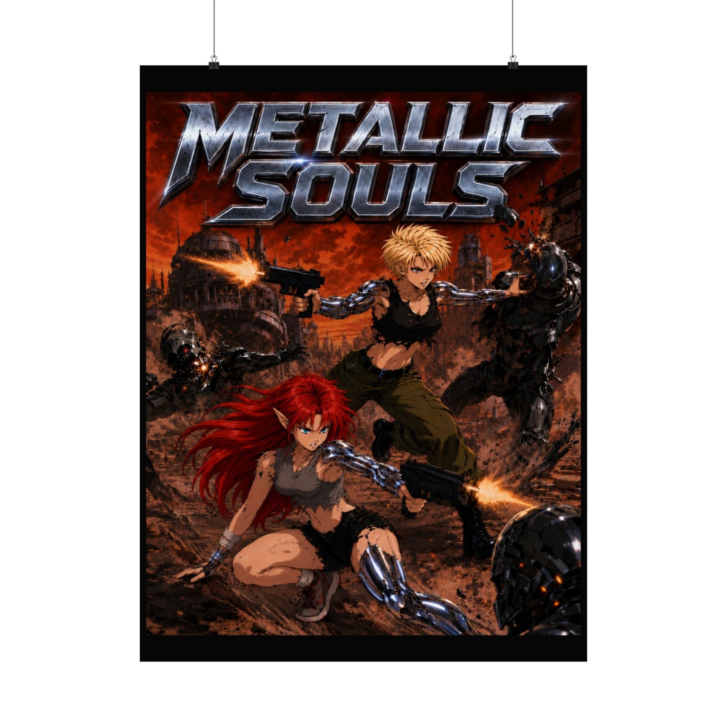 Metallic Souls Poster — Anime Sci‑Fi Action Matte Vertical Print