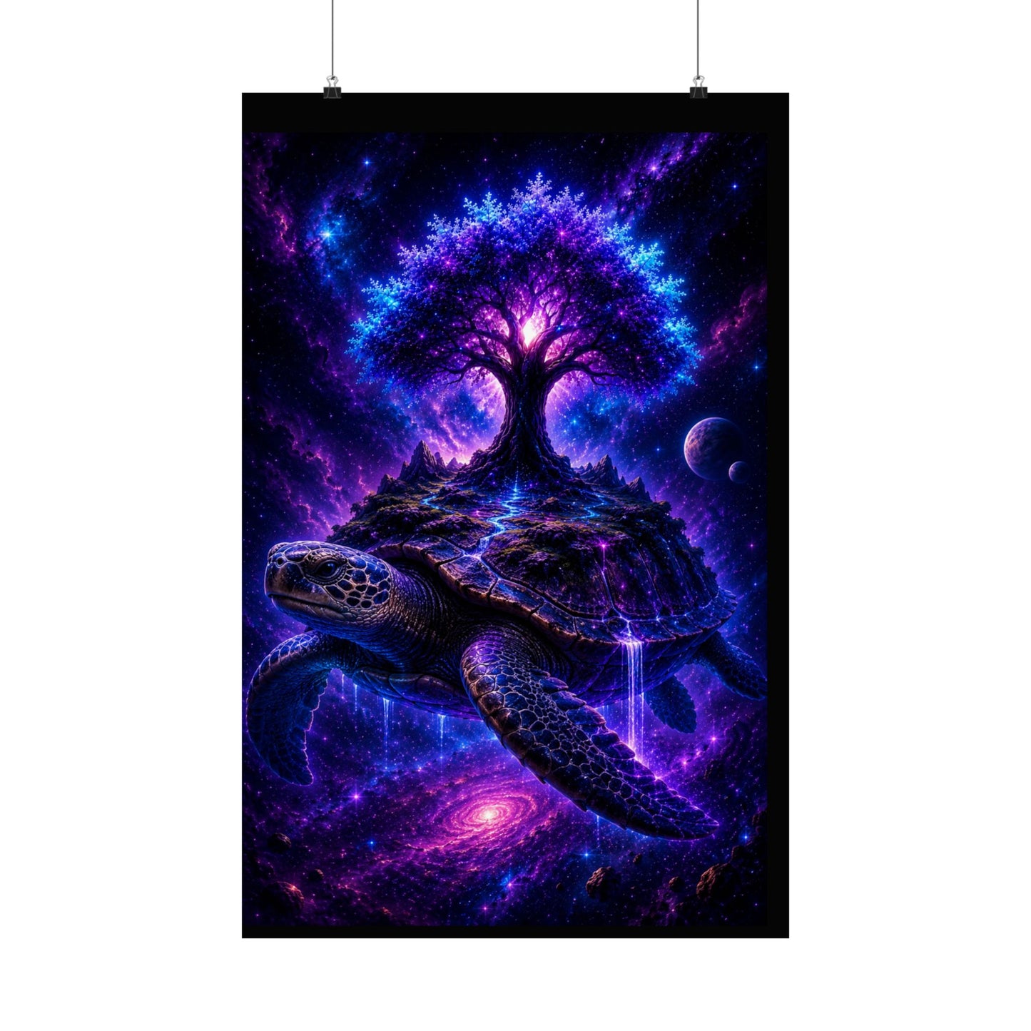 Cosmic Turtle Poster — Mystic Tree on Turtle Shell Matte Vertical Wall Art